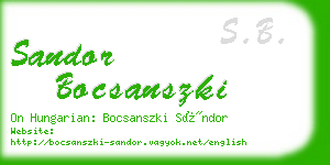 sandor bocsanszki business card